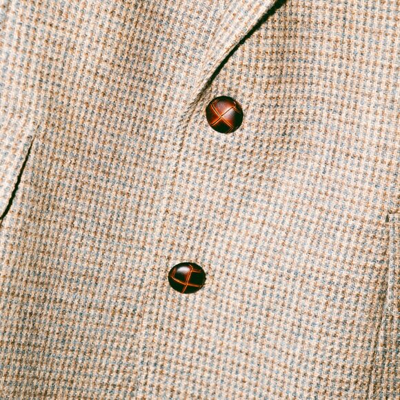 Vintage 80s Wool Tweed Blazer w/ Leather-Wrapped Buttons – Women’s M/L - Picture 4 of 6